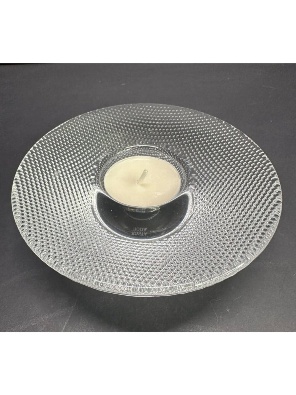 Vtg Kosta Boda Round Votive Candle Holder Clear Glass 5'' Diamond Pattern